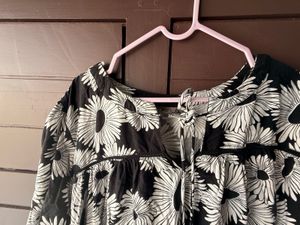 Black &amp; White Floral Midi Dress