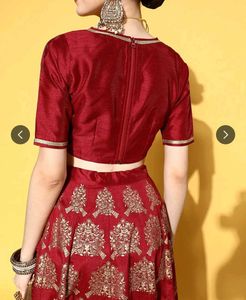 Maroon Brocade Lehenga Choli Set