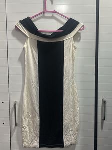 Chic Off-Shoulder Two-Tone Dress