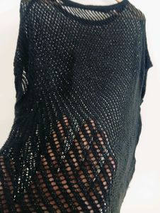 Navy Blue Crochet Knit Top