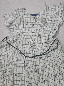 Chic Grid Print Flowy Dress