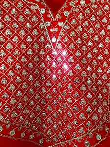 Red Embellished Kurta