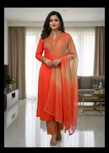 Elegant Orange Kurta Set with Dupatta