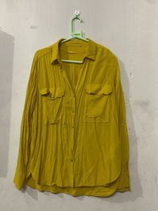 Zara Stylish Mustard Yellow Button-Up Shirt