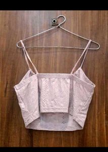 150 sale !! Cute Lilac Eyelet Tie-Front Crop Top