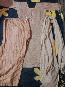 Elegant Cotton Kurta Set with Dupatta