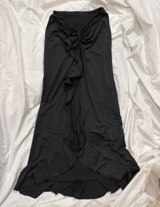 y2k Black Maxi Skirt with Ruffles