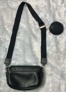 Chic Black Crossbody Bag with Coin Pouch