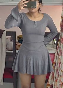 Grey Bell Sleeve one piece