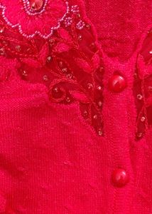 Partywear lace work Cardigancarrot pink