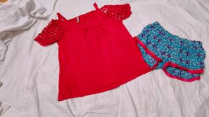 Very Cute N Beautiful Top With Shorts