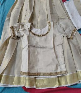 12 yrs girl's golden off-white lehenga choli