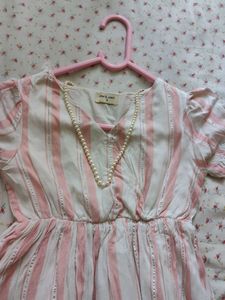 Cute Pink and white Striped Dress