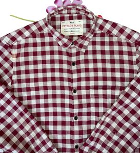 Maroon &amp; White Checked Full-Sleeve ShirtMaroon and