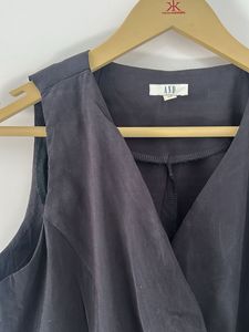 Chic Sleeveless Black Wrap Top