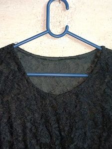 Elegant Black Lace &amp; White Tiered Dress