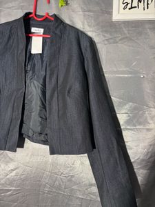 Calvin Klein Women's Dark Grey Cropped Blazer