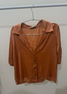 MIMOSA Satin Button-Up Blouse
