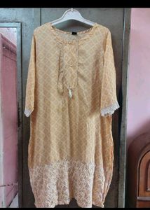 Peach Printed Kurta with White ant