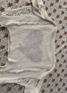 Cream Knit Top with Red Heart
