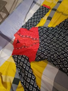 Shakumbari M Red And Black Anarkali Dress