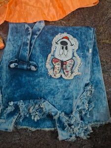 Cute Minnie Mouse Denim Dress for Girls