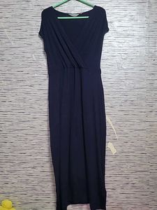 Navy Blue Wrap Maxi Dress