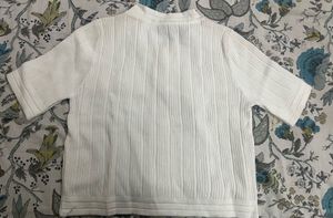 White Ribbed Button-Up Cardigan