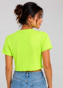 Neon Green Trim Crop Top