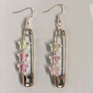 Cute Safety Pin Bead Earrings (2 Pairs)