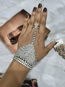 Exquisite Rhinestone Hand Bracelet &amp; Ring Set