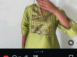 Olive Green Embroidered Kurti