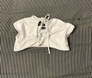 White Tie-Back Crop Top