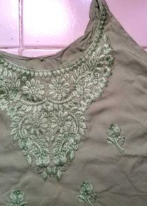 Embroidered Olive Green Blouse