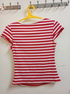 coquette red and white stripes top