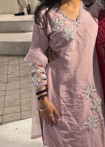 Elegant Embellished Lavender Kurti Set
