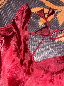 Elegant Velvet Blouse with Tassels