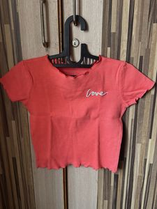 Cute Coral Cropped Top