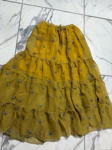 Yellow Tiered Ethnic Skirt