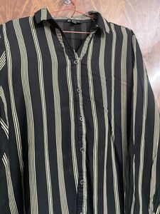 Black &amp; White Striped Button-Up Shirt