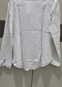 White Long Sleeve Button-Up Top