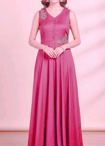 Elegant Onion Pink Ethnic Gown with Embellishments