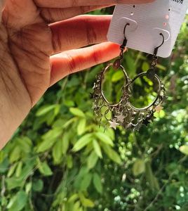 Chunky Hoop Earrings with Star Charms