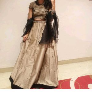 Crop Top Lehenga With Frill Dupatta