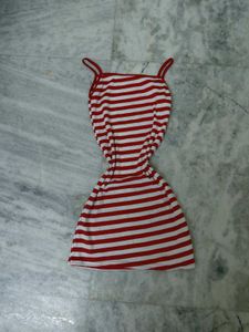 Chic Red &amp; White Striped Summer Dress