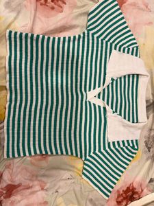 Striped Collared Knit Top