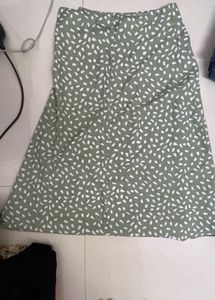 Light Green Printed Midi Skirt