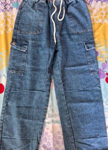 Blue Denim Cargo Jeans