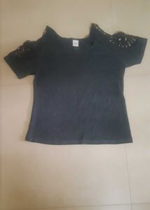Very Unique Gray Cold Shoulder Tee
