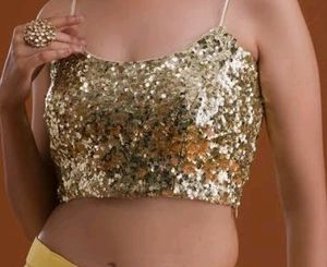 Sequence  Both Side Work Golden Blouse Piece
